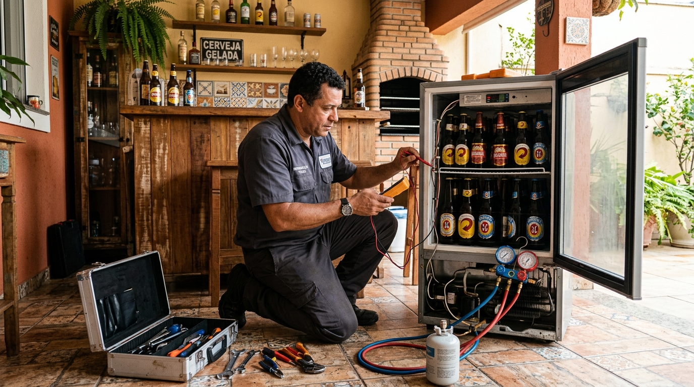 Aplicação de gás refrigerante em cervejeira atendida em Prazeres, Jaboatão dos Guararapes‑PE